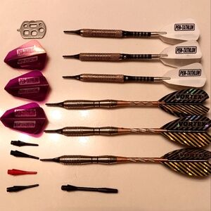 Lot Of 6 Plastic Tip Custom Dart Set With Tool Tips